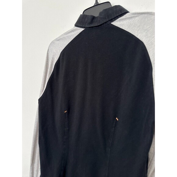 Kit & Ace Cashmere Blend Button Down Shirt Contrast Sleeve Gray Black Men Small - Picture 7 of 7